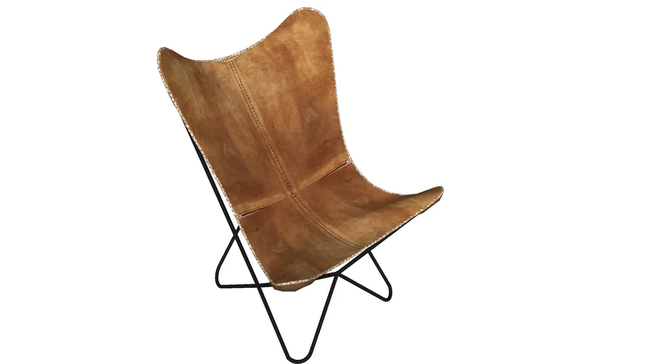 82053 Arm Chair Butterfly Suede Leather Brown