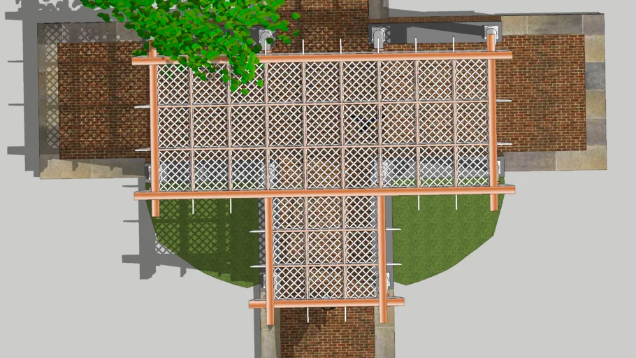 Pergola with Coffered Trellis Ceiling