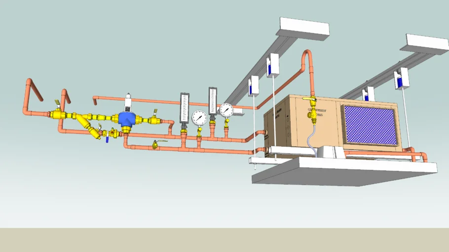 AC  piping detail with 3 way water regulating valve ...300# rating
