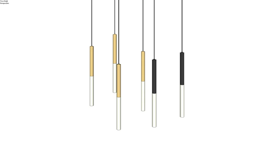 Gold and Black Tube Light Chandelier