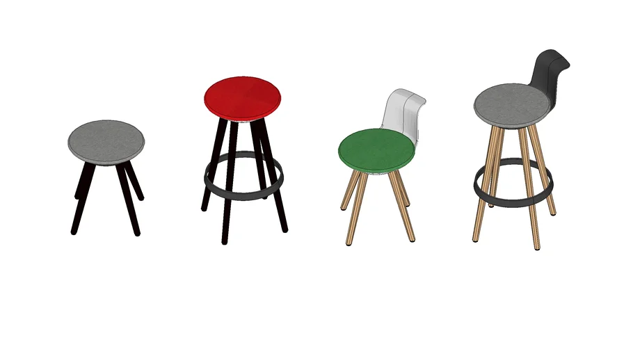 Bene TIMBA Stool – high & low, with & without backrest