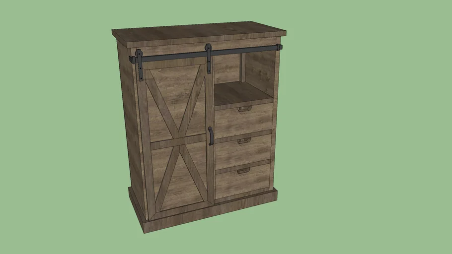 Natural Farmhouse Cabinet with Sliding Door