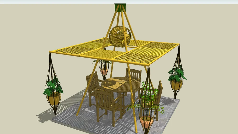 bamboo shade structure with plants