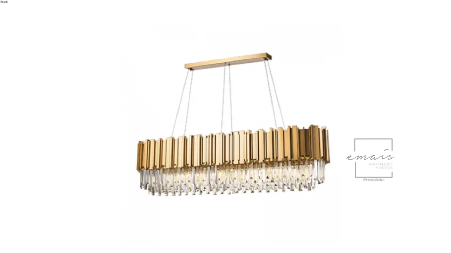 Pendente Metal Cobre Cristal Retangular
