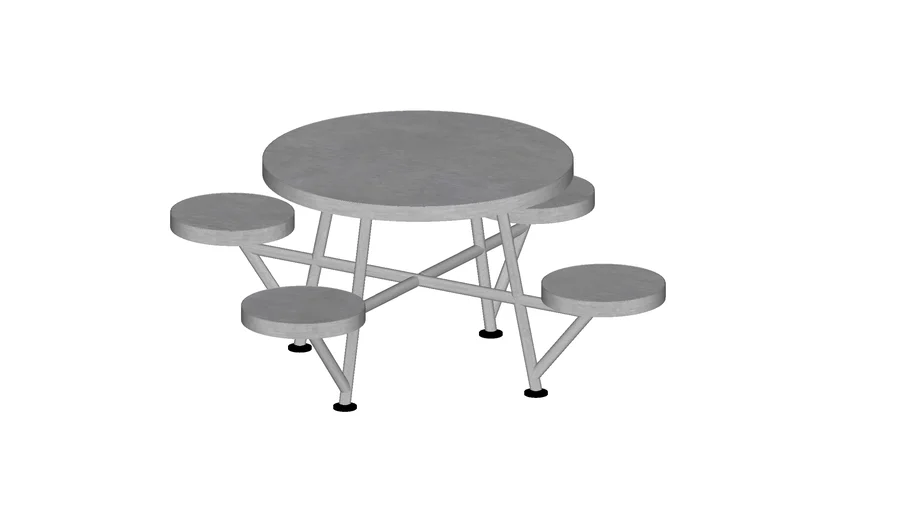 Mesa Redonda con Bancos Integrados / Round Table with Integrated Stools / MXR-XOCHI-M03