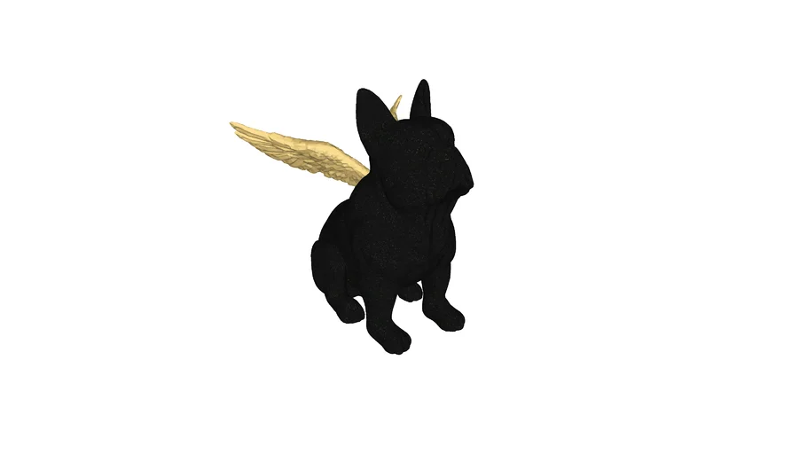 38719 Deco Figurine Sitting Angel Dog Gold-Black