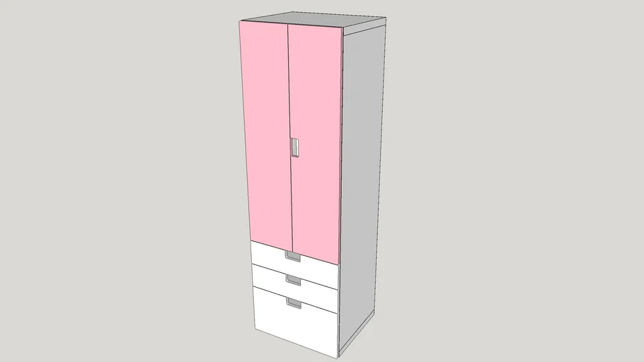 IKEA STUVA Storage combination with doors, drawers, white, pink