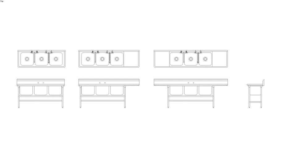 3 compartment sink 2d