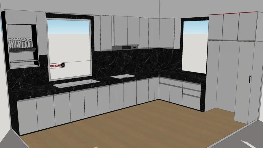 Kitchen Cabinet full Set Machang Tanh Merah.skp