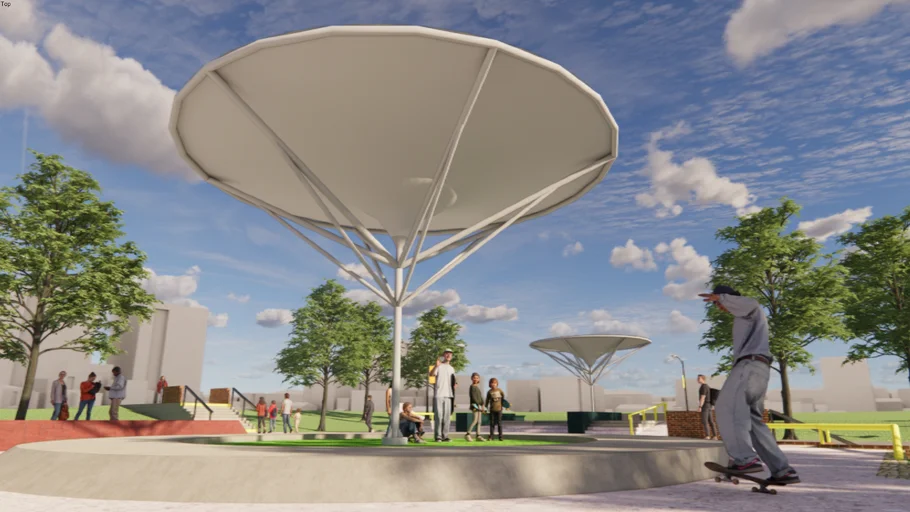 TENSILE MEMBRANE STRUCTURE - TENSILE CONE SKATE PARK