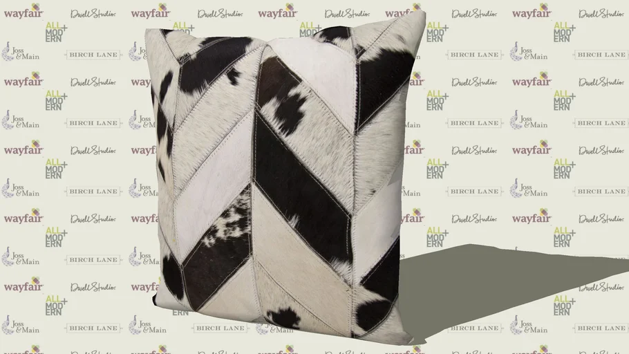 Pillow-Cowhide Chevron-Grey