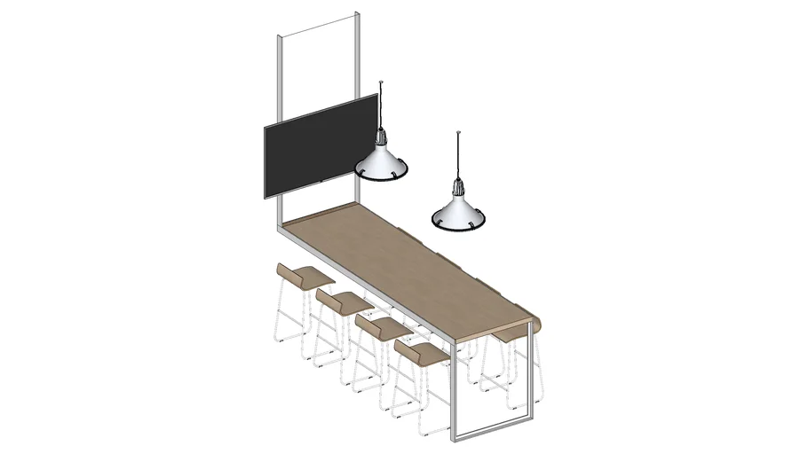 Office high table + Tv + Light