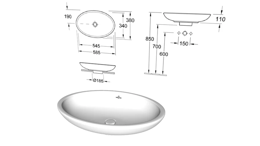 Раковина, накладная. Villeroy  Boch Loop Friends 5151 0001
