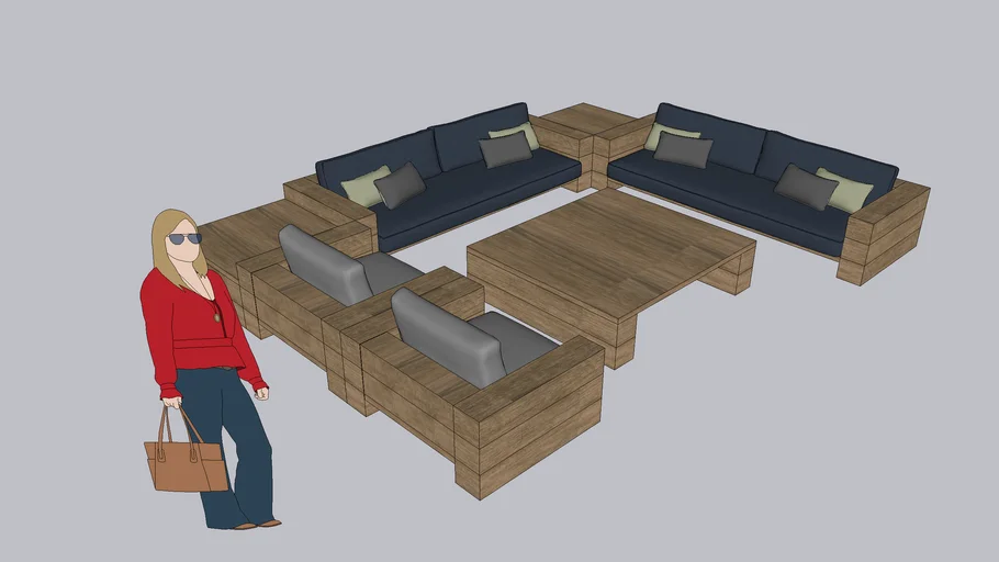 wood sofa set