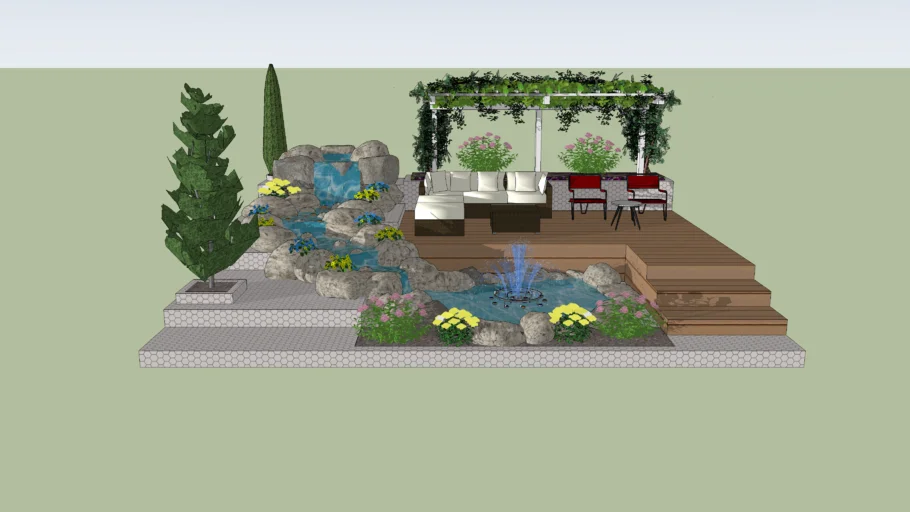 Pond, waterfall, stream