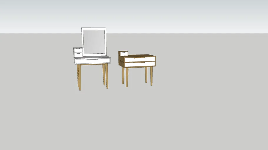 2 Set Scandinavian Make Up Table