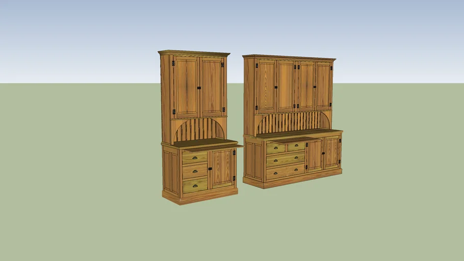 Old pine kitchen cupboards / cabinets