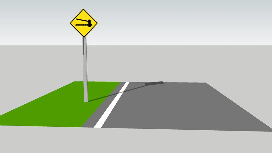 Railroad Crossing with Barrier Sign / Señal Cruce Ferroviario con Barrera