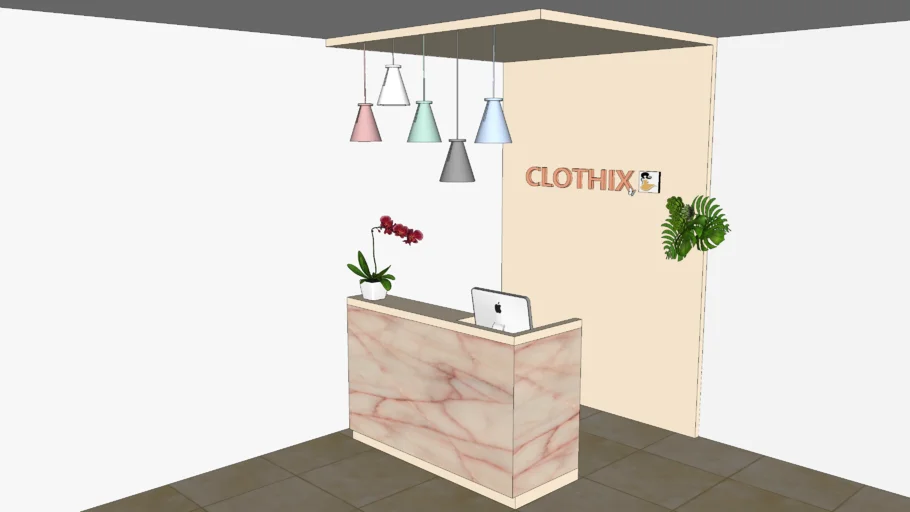 cashier with backdrop