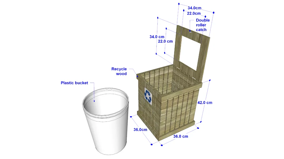 Wood trash box/ Tempat sampah kayu