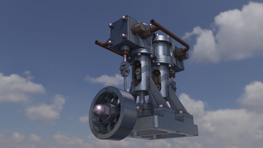 2-Cylinder Vertical Steam Engine Non Reversing | 3D Warehouse