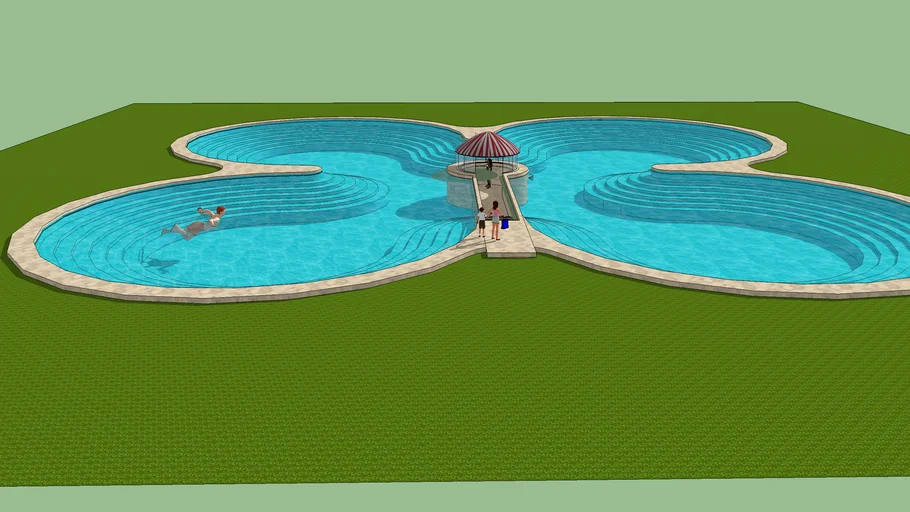 Piscina en forma de trébol de 4 hojas