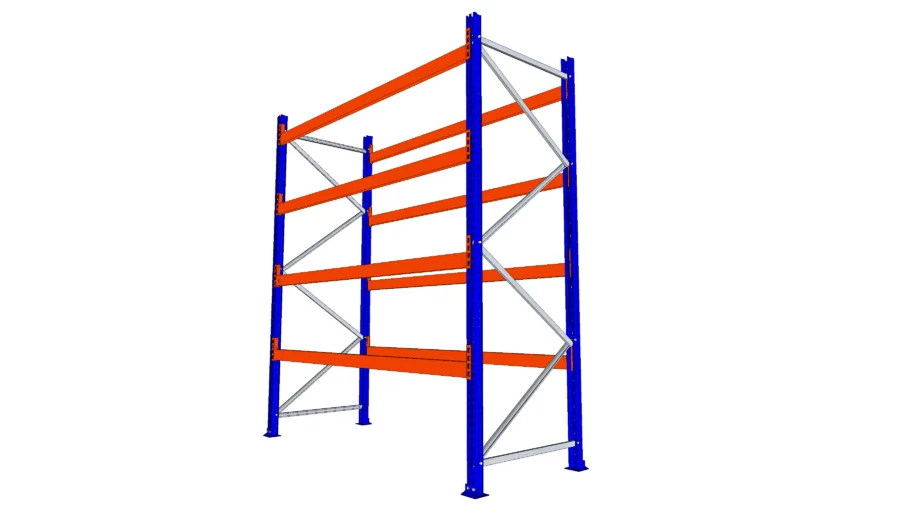 Estanteria carga pesada 300x110 con largueros de 270 | 3D Warehouse