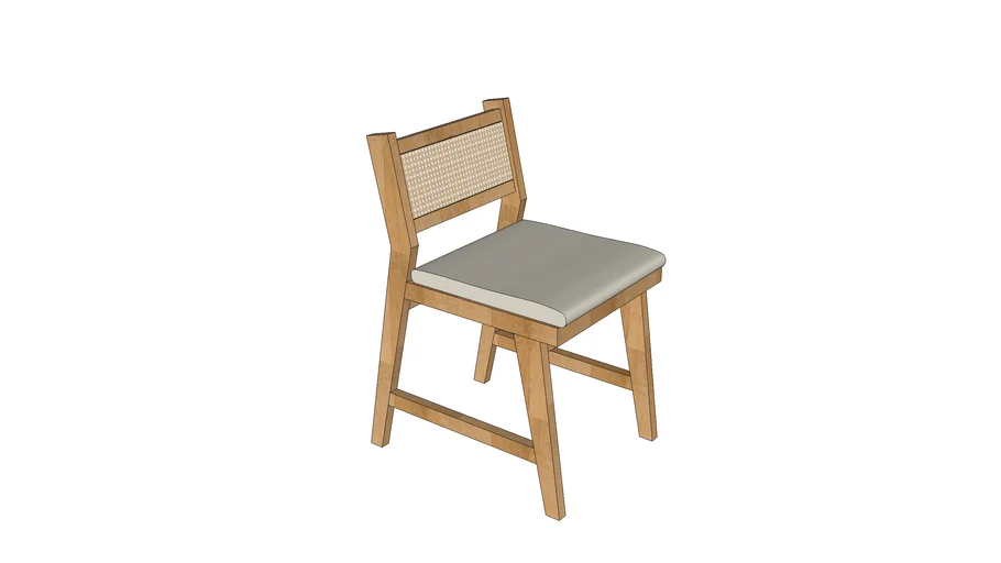 Tropica Coastal Beach Natural Teak White Upholstered Faux Rattan Outdoor Dining Side Chair