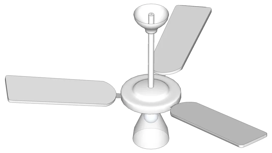 Ventilador de Teto Branco com Lustre e 3 Pás
