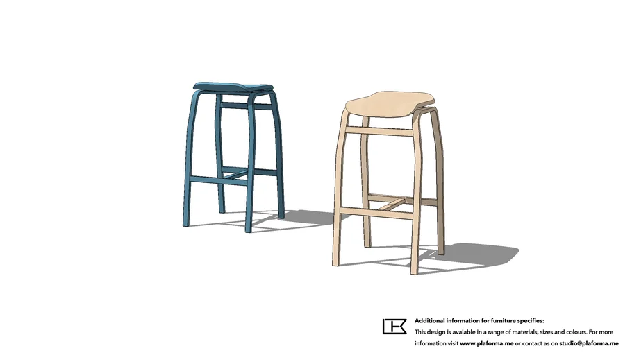 PLAFORMA BRAVO BLANCO BARSTOOL ALL WOOD (High 81)