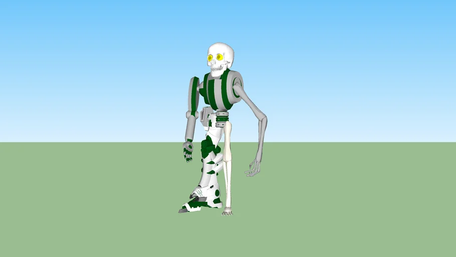 skeletal gadget, part skeleton part robot.