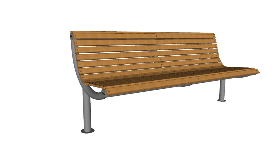 Marshalls Ollerton M3 Seat with Timber Slats in Stainless Steel and Timber
