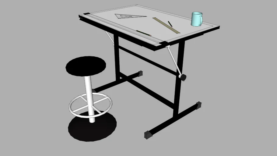 Drawing table with clutter