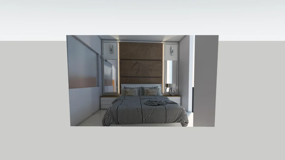 bedroom set with wardrobe and wall unit (vray ready)