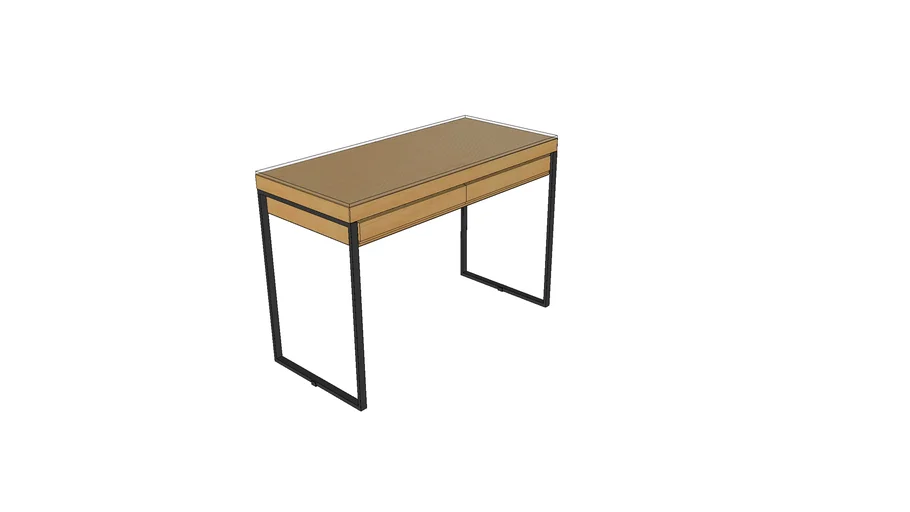 mesa com tampo de madeira e vidro e pés de ferro