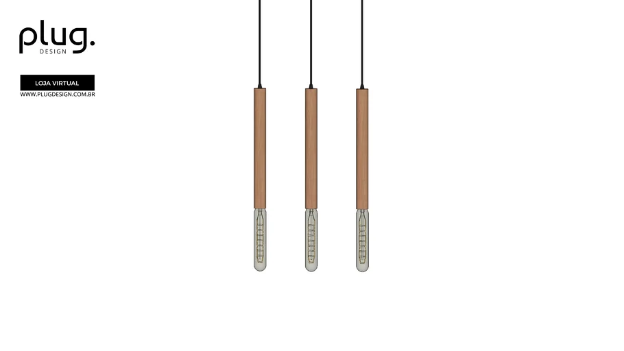 PENDENTE OPUS PLUG DESIGN MADEIRA LÂMPADA DE FILAMENTO
