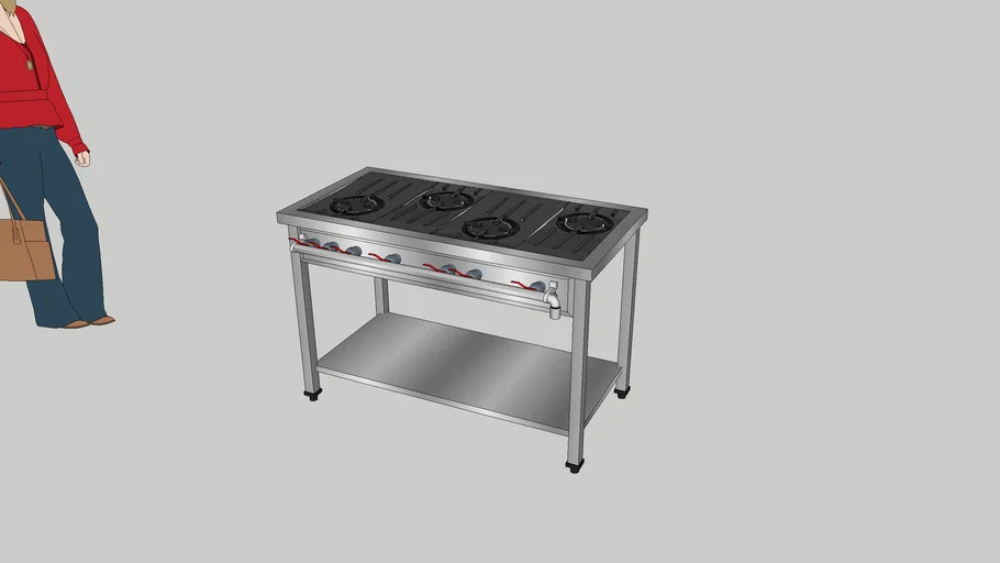 Open Top Burner with bottom shelf