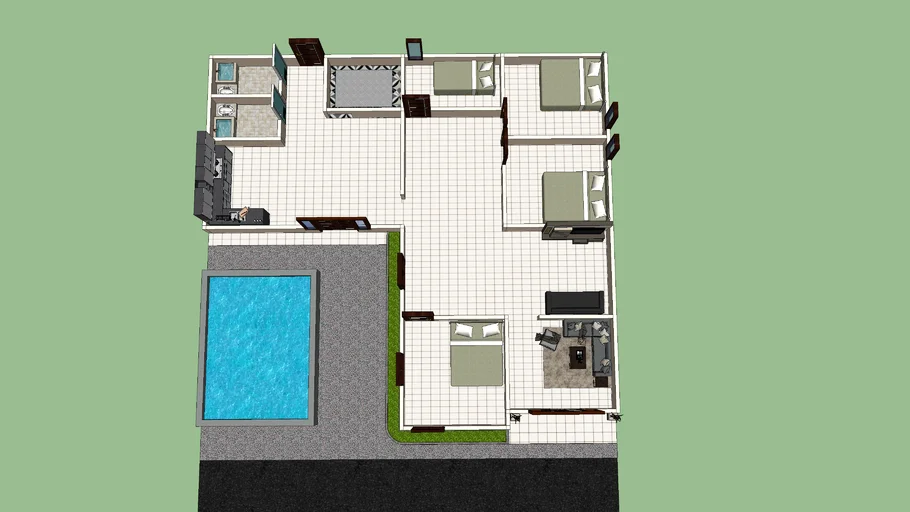 Desain denah rumah leter L