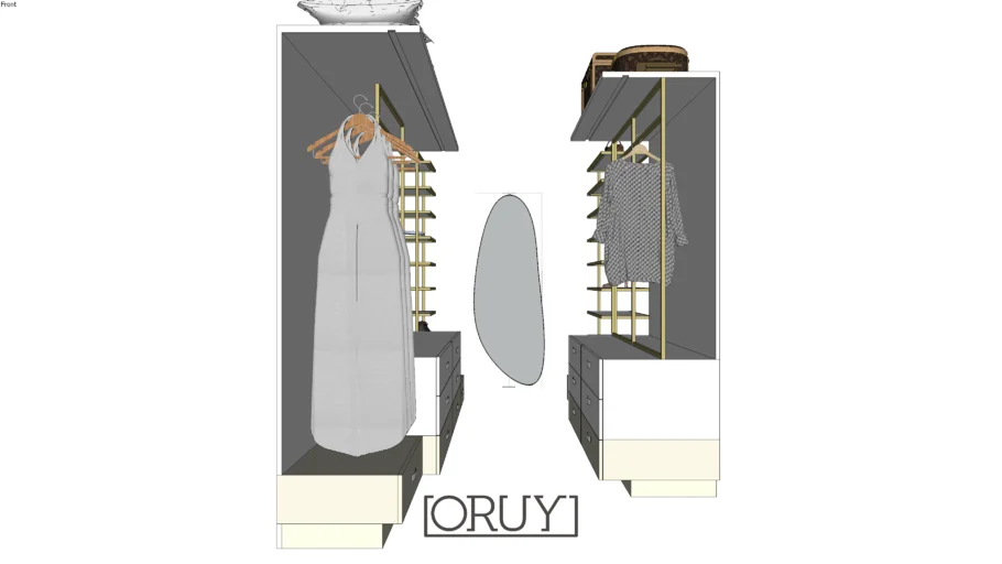 Espelho Pescara iluminado organico ORUY puxador arco closet roupa mirror organi