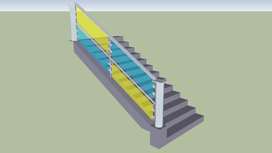 Staircase with glass panel