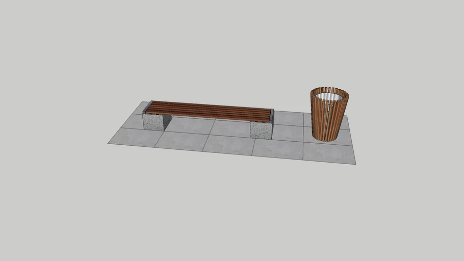 Banc et poubelle