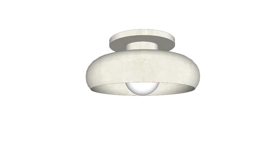 Semi Flush Mount in Hand Carved Travertine Marble, Piedra Lighting Collection