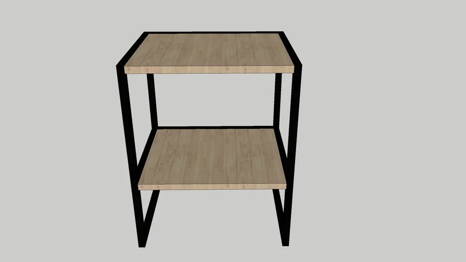 Vintage Metal and Wood Nightstand Table