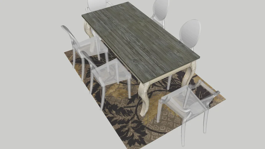 Riviera Maison dining table with Habitat Florence rug