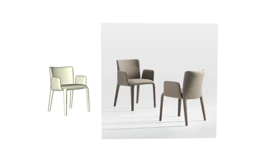 Potocco Lars Upholstered Dining Chair, Arm Chair 