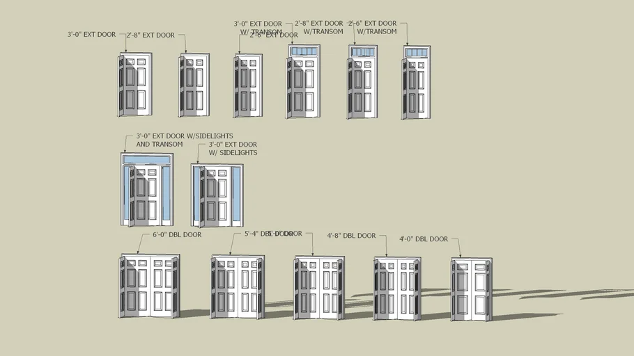 DOOR LIBRARY - EXTERIOR - 6 PANEL - For 6" walls