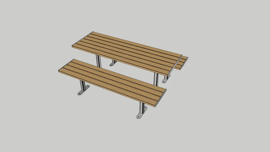 Citi Element Table and Bench Set - Stainless Steel Frame + Hardwood Timber
