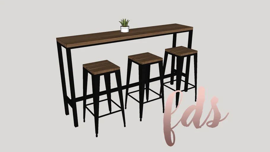 Virtual Staging - Balcony Bar - Industrial style