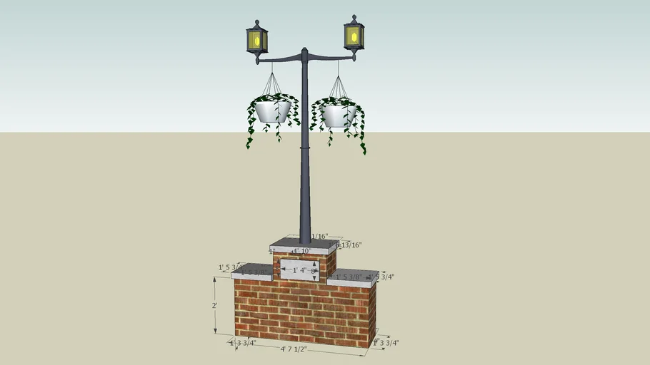 Light Post with Address Wall
