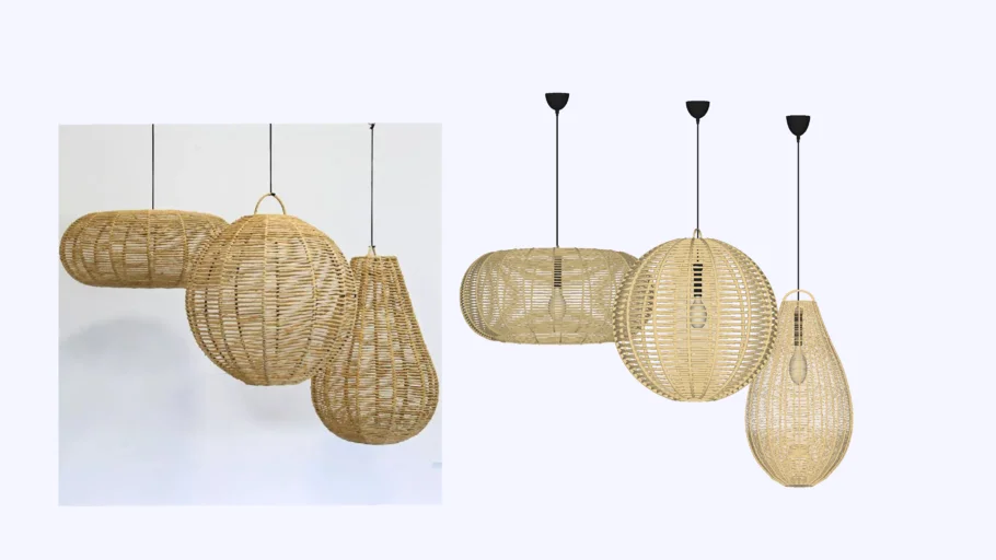Composição de Luminárias de Palha Retrobel